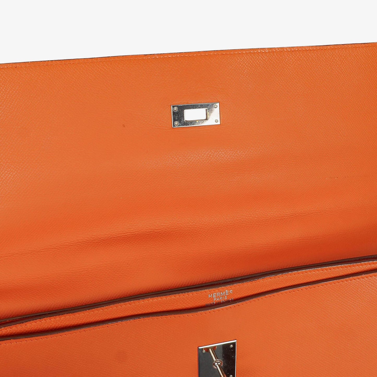 Hermès Kelly Depeche 38 Tasche aus orangefarbenem Epsom Leder