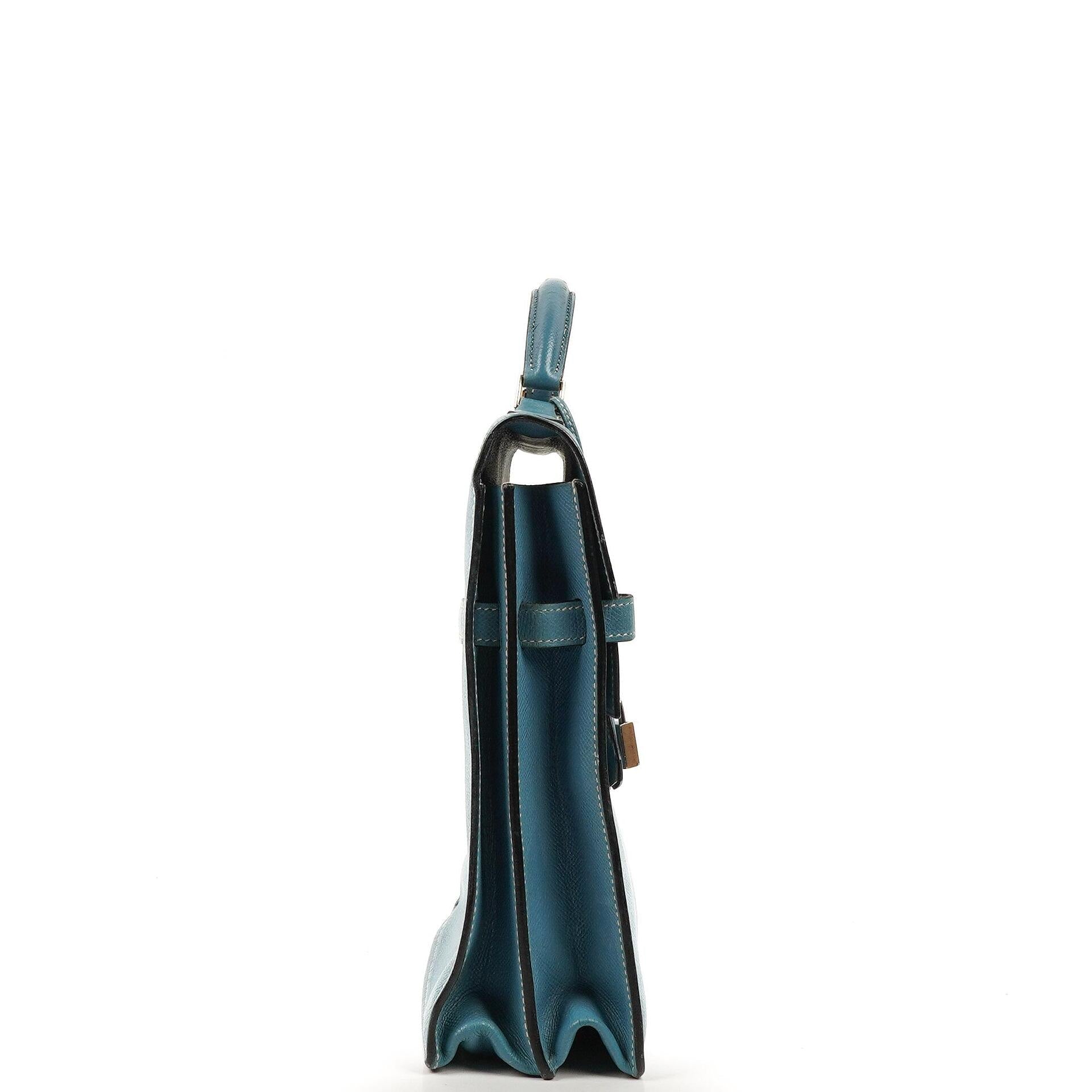 Hermès Kelly Depeches 34 Bleu Jean Epsom Mit Palladium Hardware, 2006