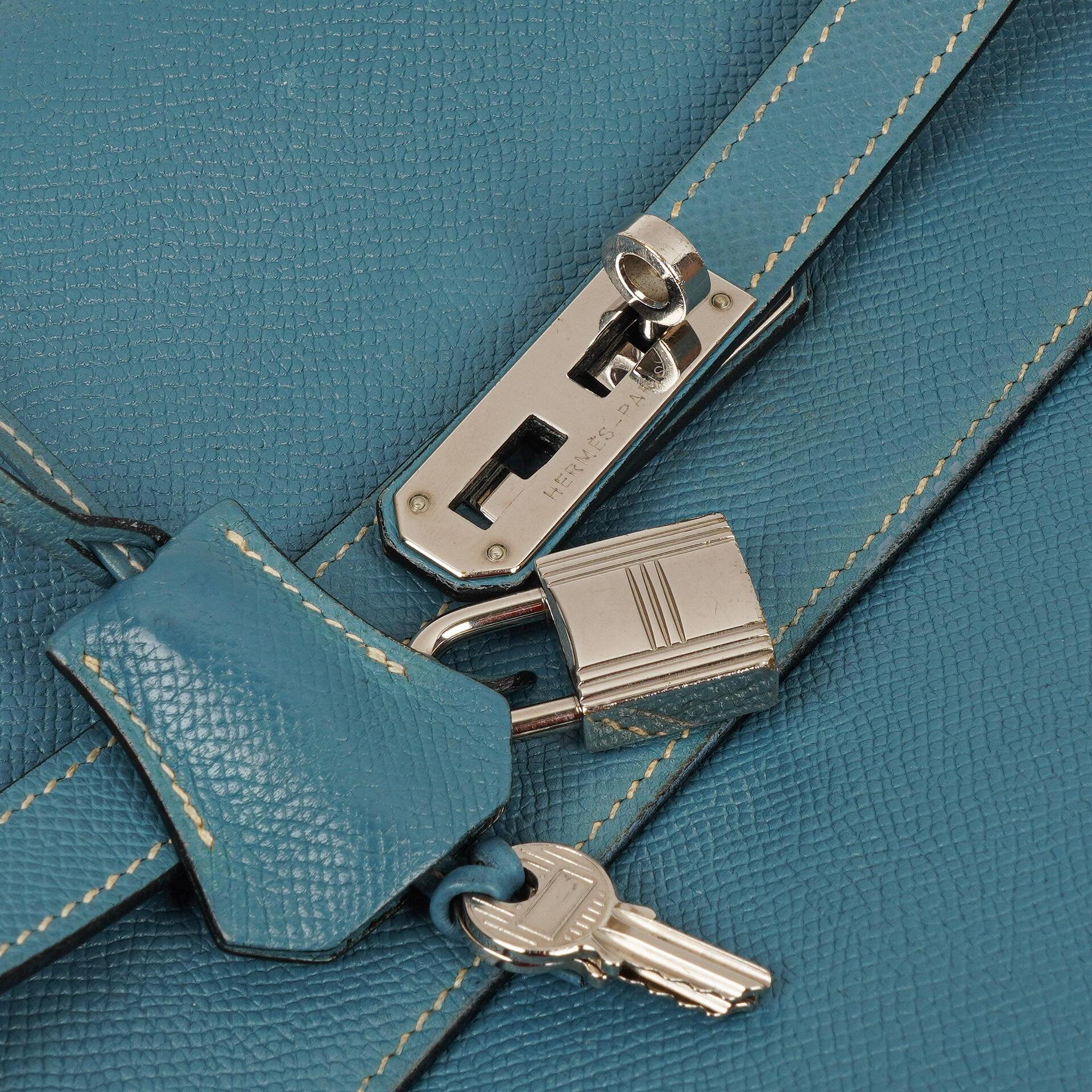 Hermès Kelly Depeches 34 Bleu Jean Epsom Mit Palladium Hardware, 2006