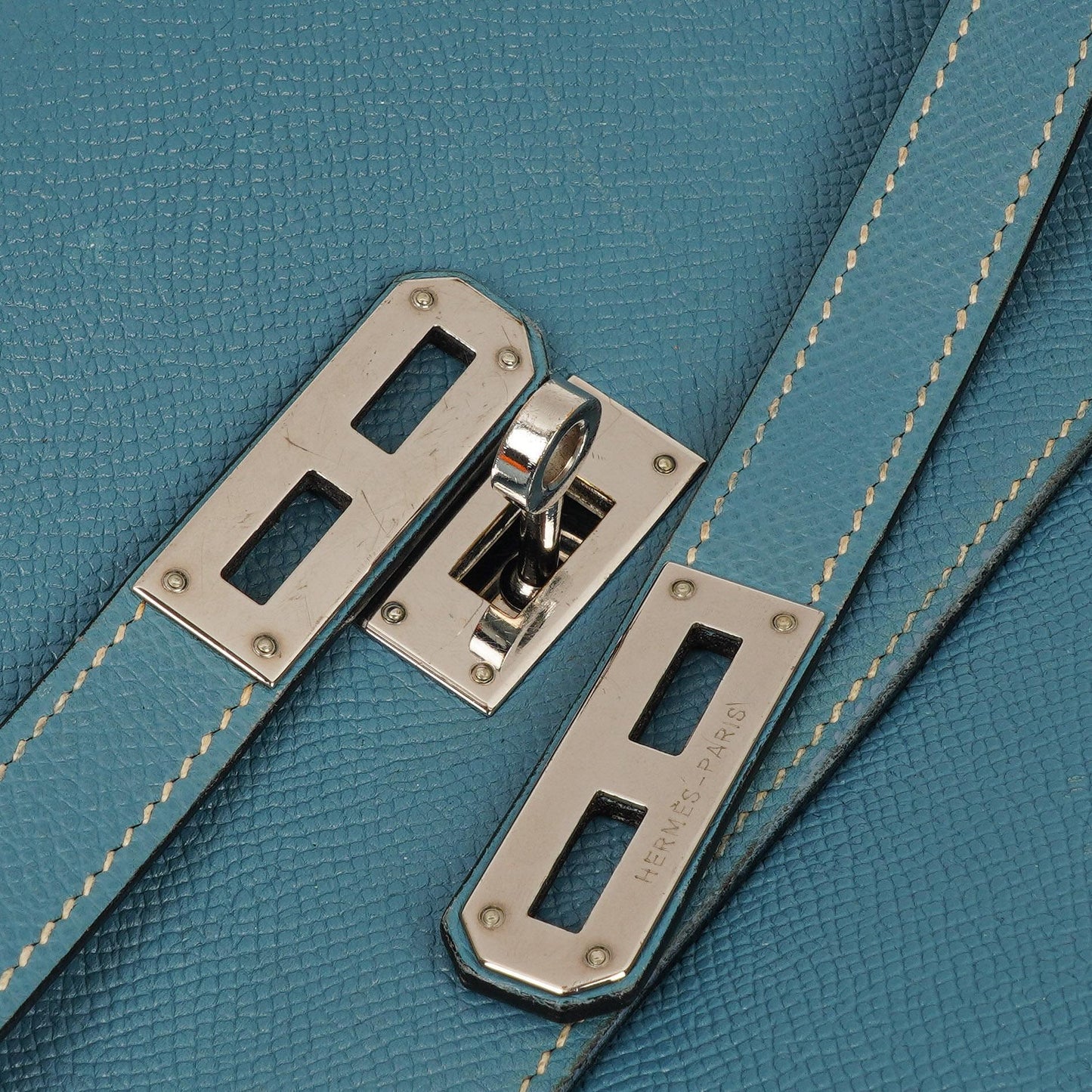 Hermès Kelly Depeches 34 Bleu Jean Epsom Mit Palladium Hardware, 2006
