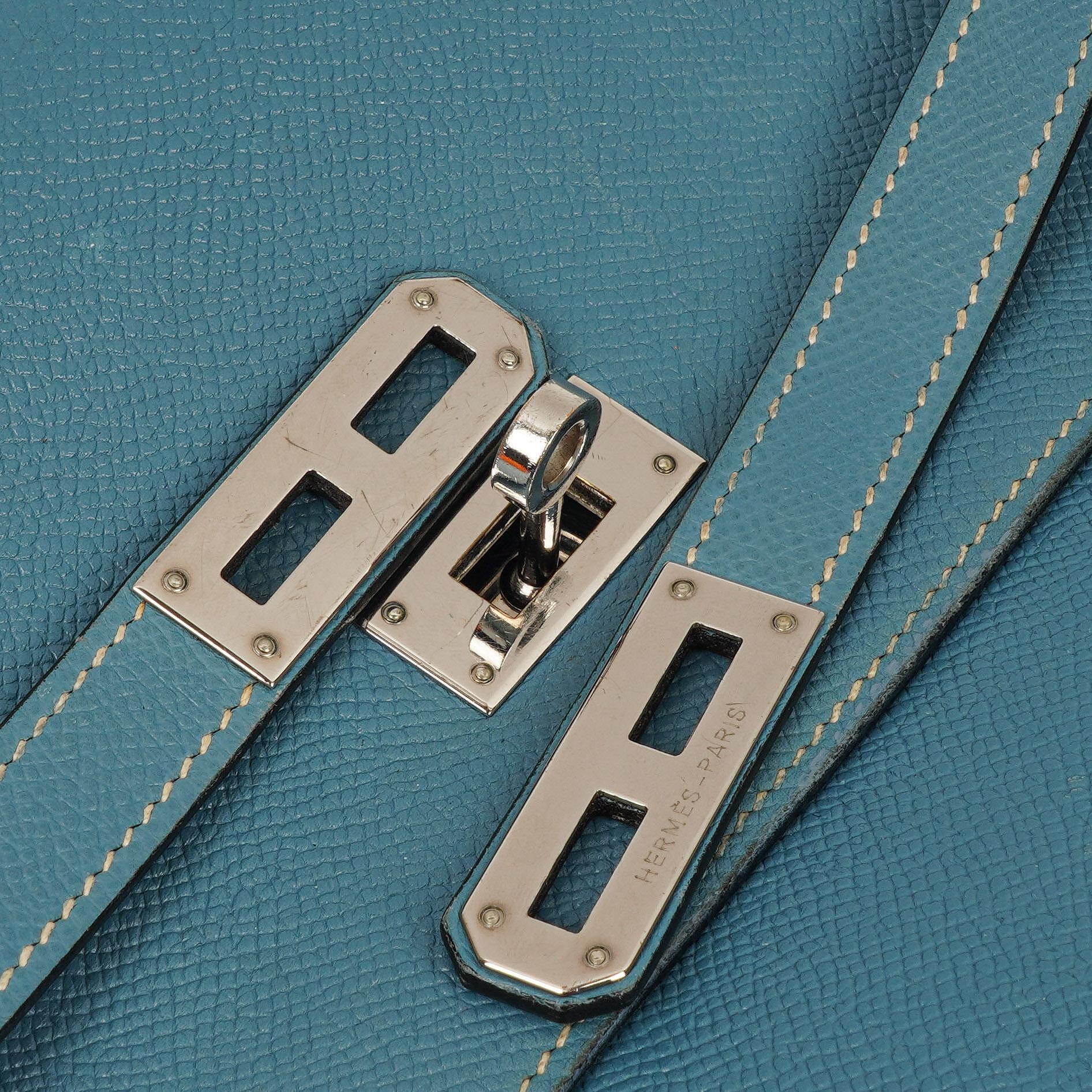 Hermès Kelly Depeches 34 Bleu Jean Epsom Mit Palladium Hardware, 2006