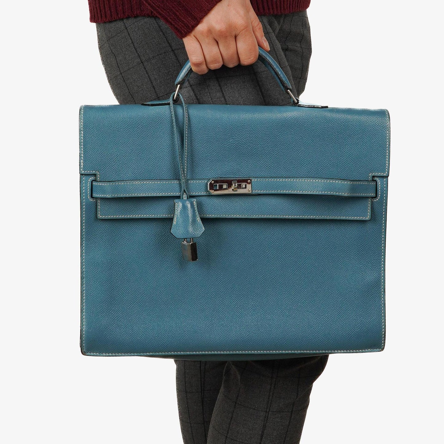 Hermès Kelly Depeches 34 Bleu Jean Epsom Mit Palladium Hardware, 2006