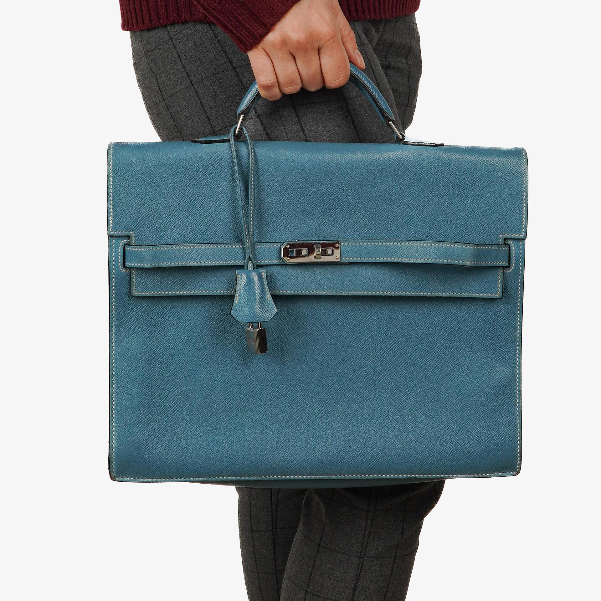 Hermès Kelly Depeches 34 Bleu Jean Epsom Mit Palladium Hardware, 2006