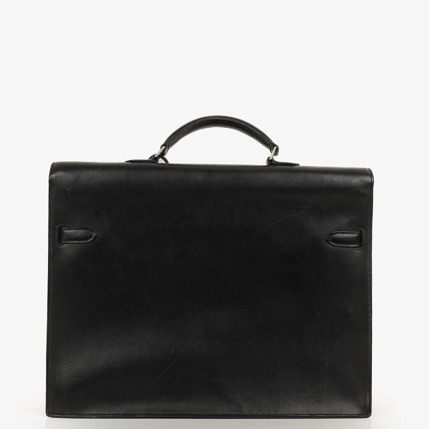 Hermès Kelly Depeches 37 aus schwarzem Boxleder mit Palladium-Beschlägen, 2003