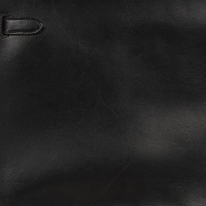 Hermès Kelly Depeches 37 aus schwarzem Boxleder mit Palladium-Beschlägen, 2003