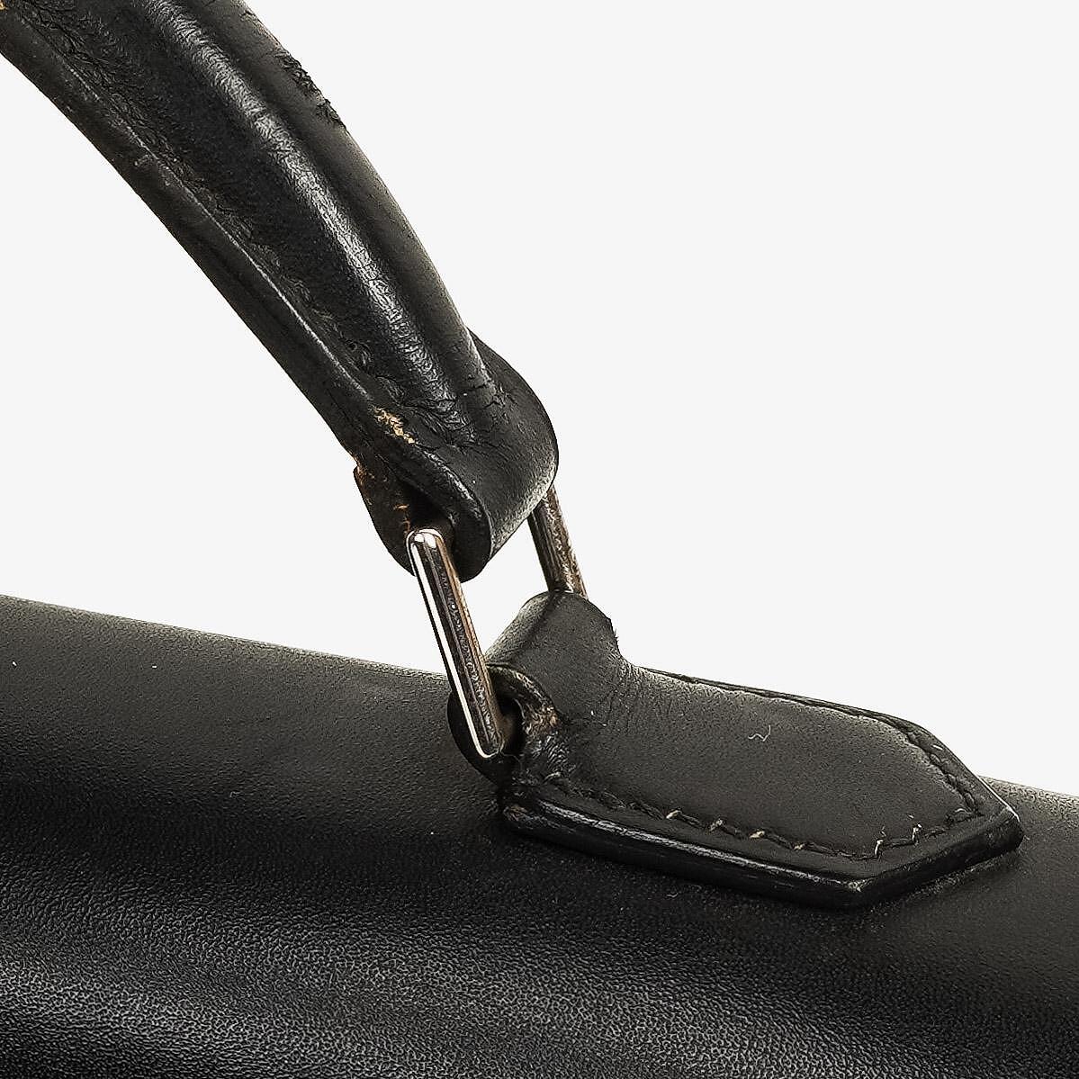 Hermès Kelly Depeches 37 aus schwarzem Boxleder mit Palladium-Beschlägen, 2003
