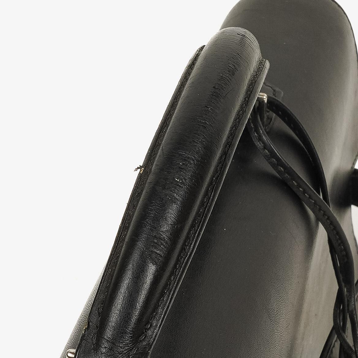 Hermès Kelly Depeches 37 aus schwarzem Boxleder mit Palladium-Beschlägen, 2003