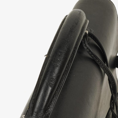 Hermès Kelly Depeches 37 aus schwarzem Boxleder mit Palladium-Beschlägen, 2003