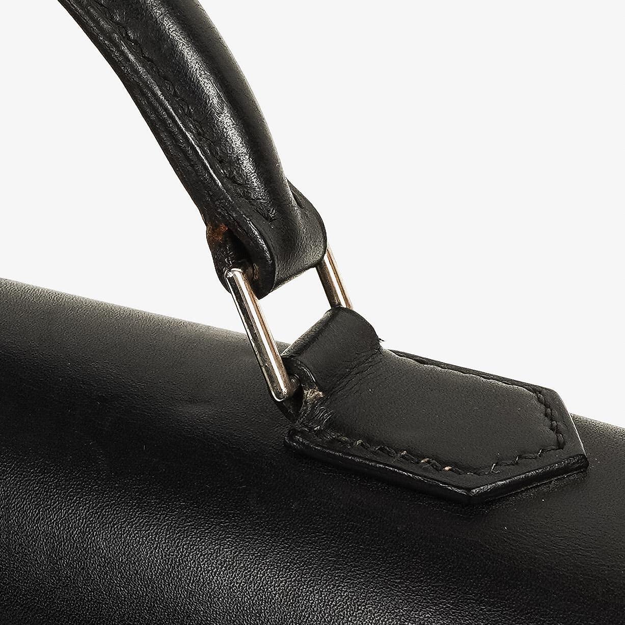 Hermès Kelly Depeches 37 aus schwarzem Boxleder mit Palladium-Beschlägen, 2003
