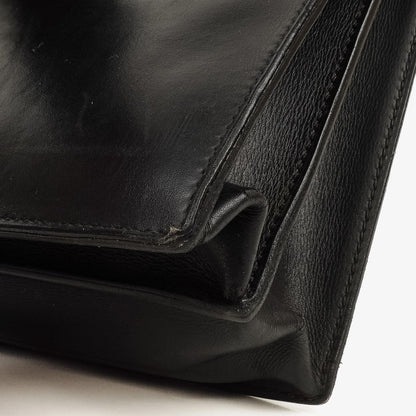 Hermès Kelly Depeches 37 aus schwarzem Boxleder mit Palladium-Beschlägen, 2003