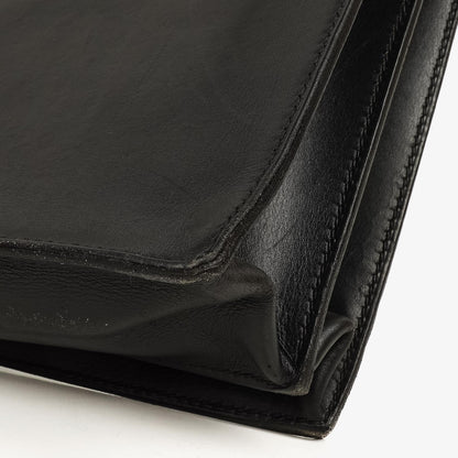 Hermès Kelly Depeches 37 aus schwarzem Boxleder mit Palladium-Beschlägen, 2003