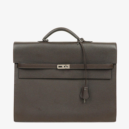 Hermes Kelly Depeches 38 Macassar Epsom Leder Mit Palladium Beschlägen