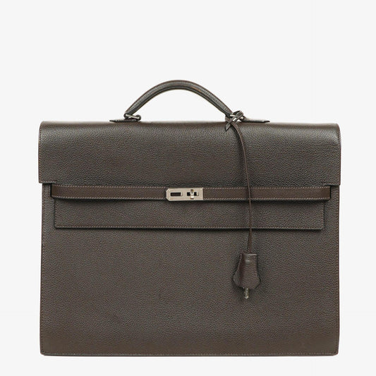 Hermes Kelly Depeches 38 Macassar Epsom Leder Mit Palladium Beschlägen