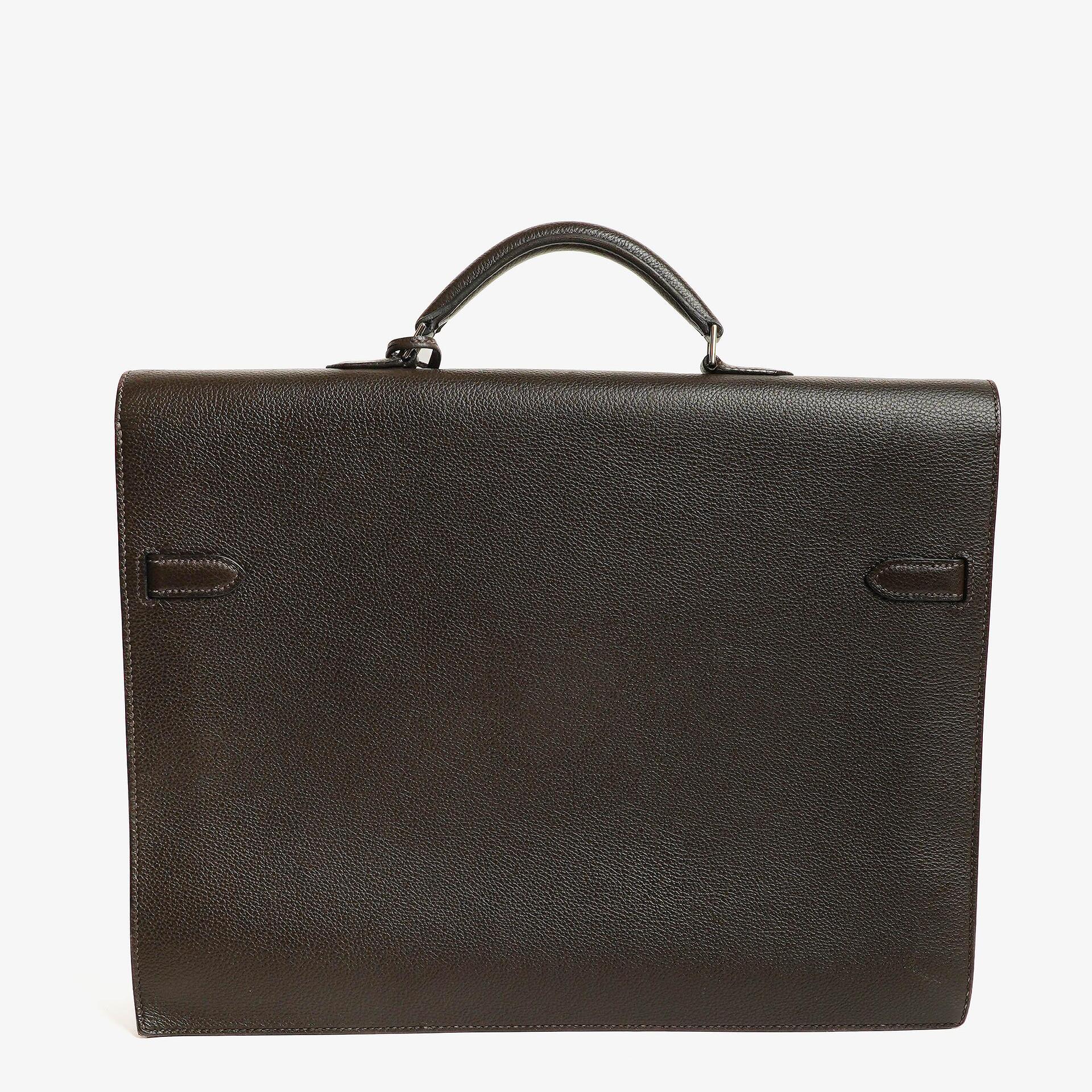Hermes Kelly Depeches 38 Macassar Epsom Leder Mit Palladium Beschlägen