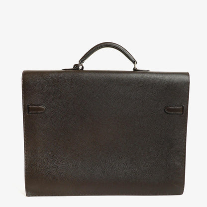 Hermes Kelly Depeches 38 Macassar Epsom Leder Mit Palladium Beschlägen
