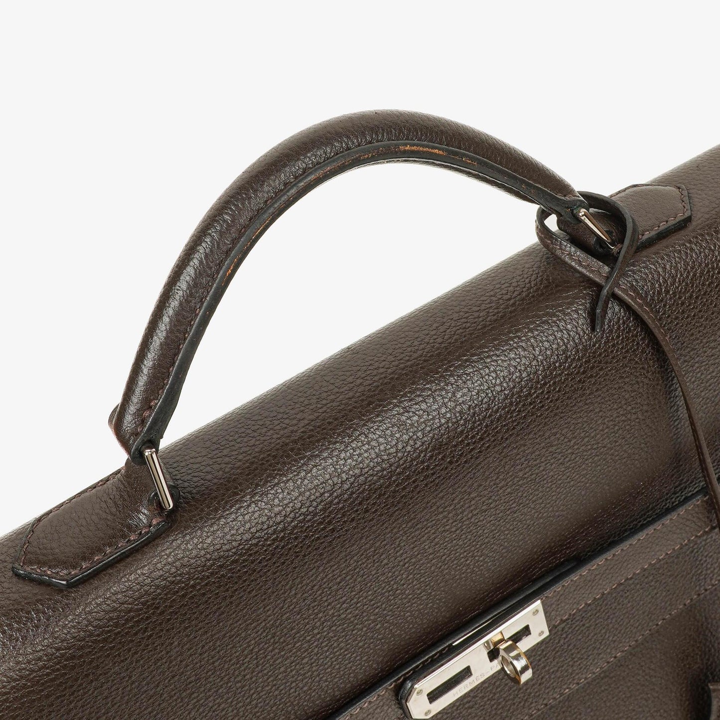 Hermes Kelly Depeches 38 Macassar Epsom Leder Mit Palladium Beschlägen