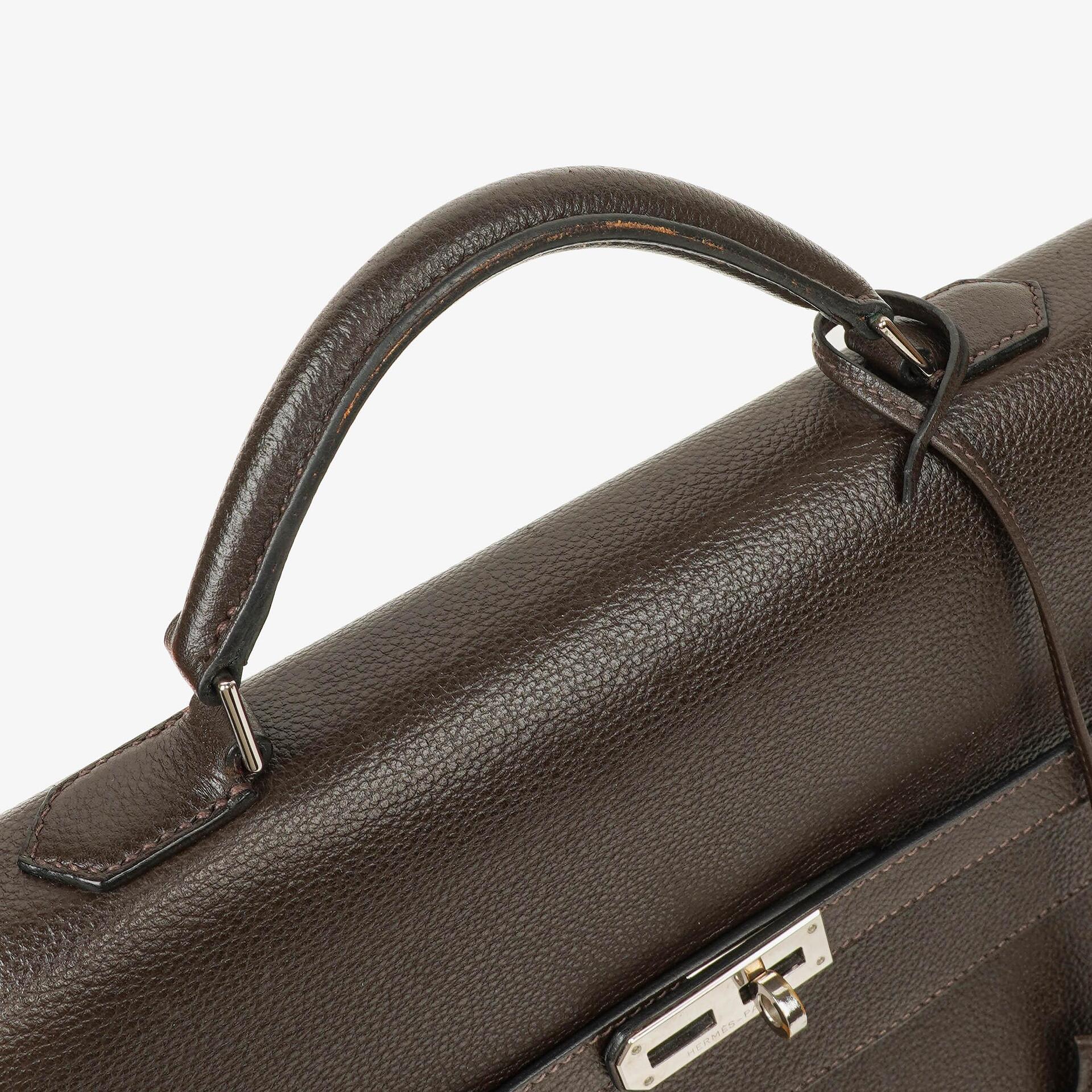 Hermes Kelly Depeches 38 Macassar Epsom Leder Mit Palladium Beschlägen