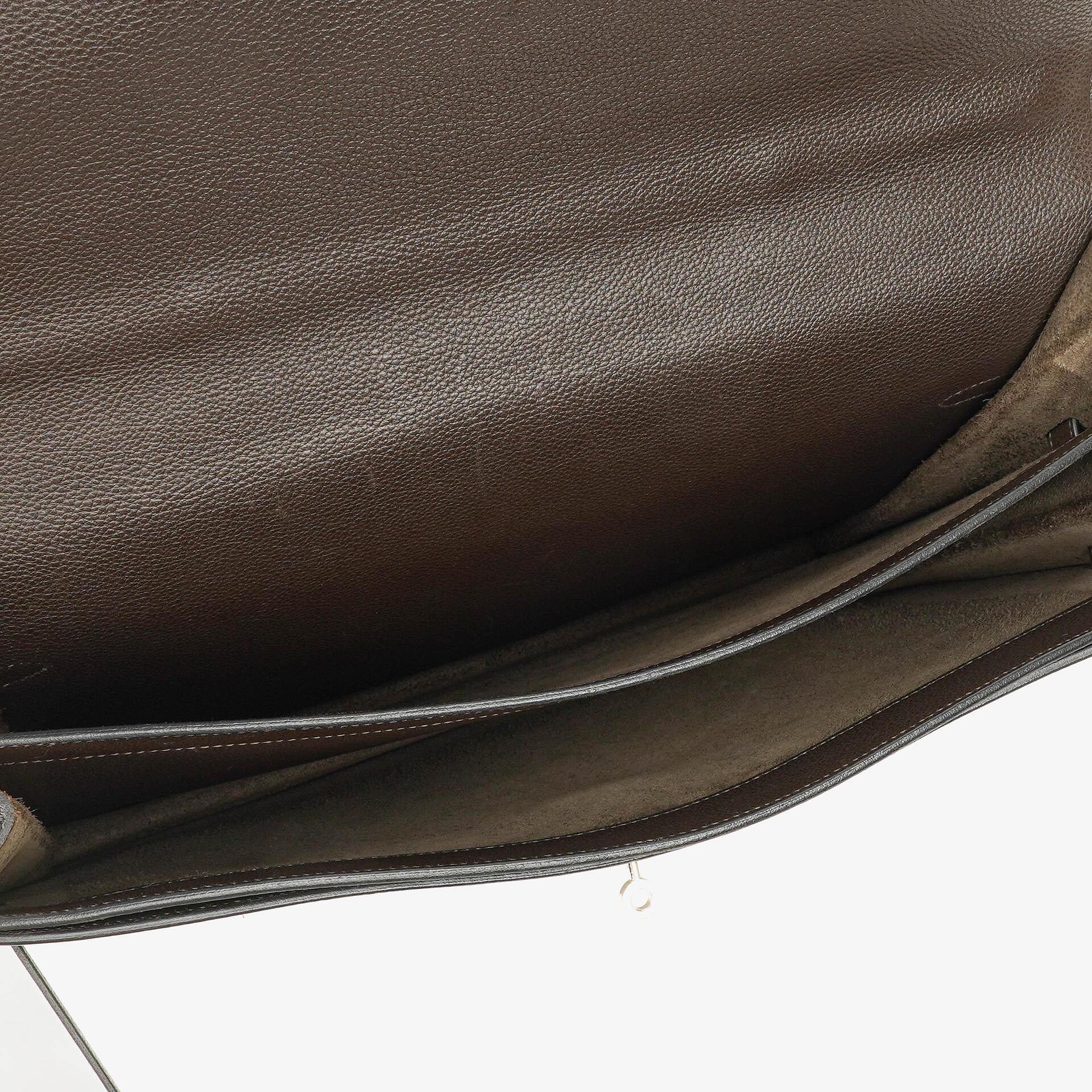 Hermes Kelly Depeches 38 Macassar Epsom Leder Mit Palladium Beschlägen