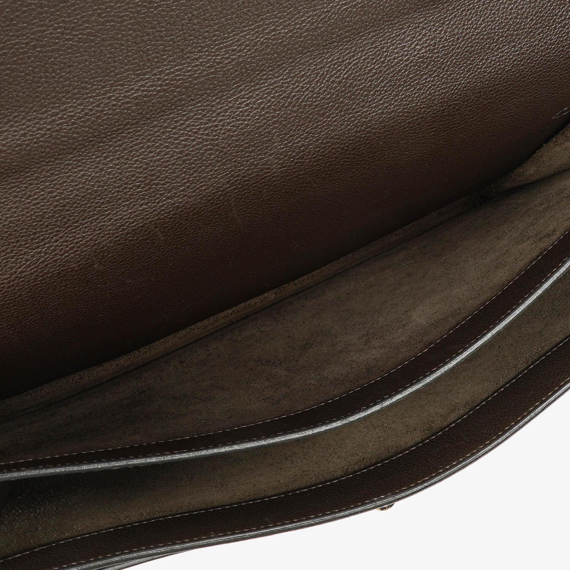 Hermes Kelly Depeches 38 Macassar Epsom Leder Mit Palladium Beschlägen