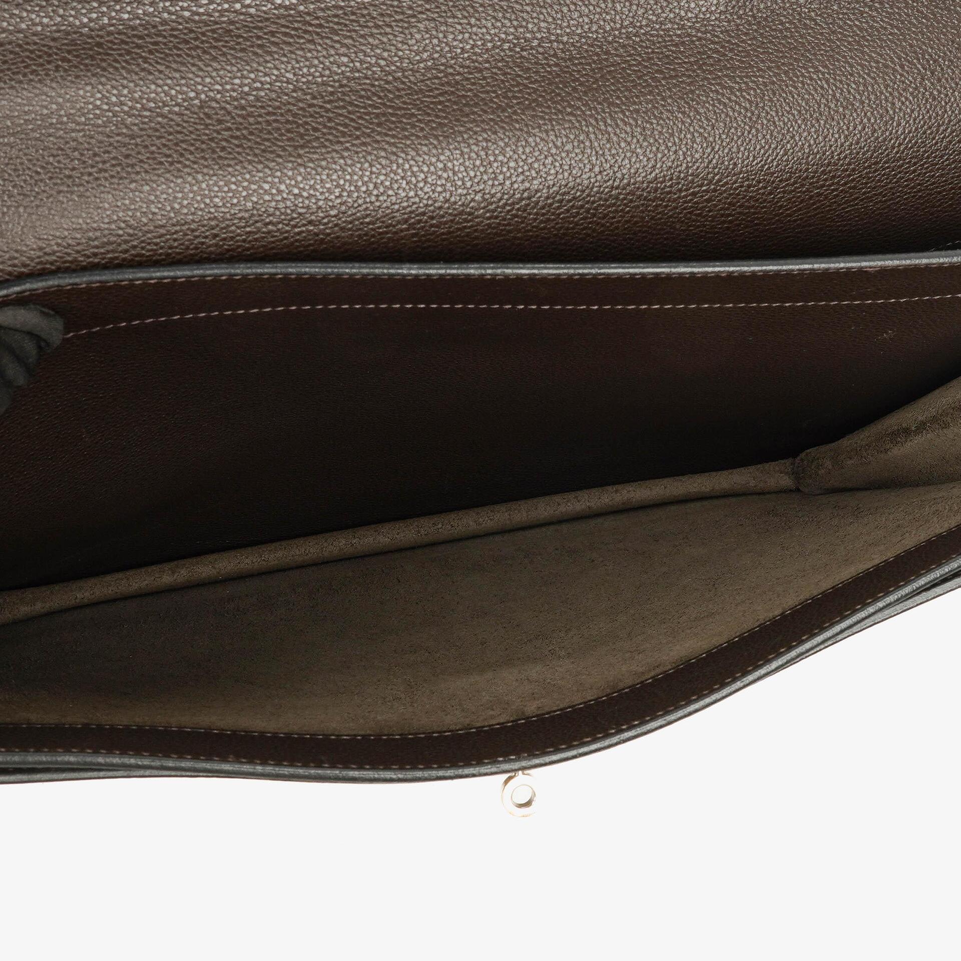 Hermes Kelly Depeches 38 Macassar Epsom Leder Mit Palladium Beschlägen