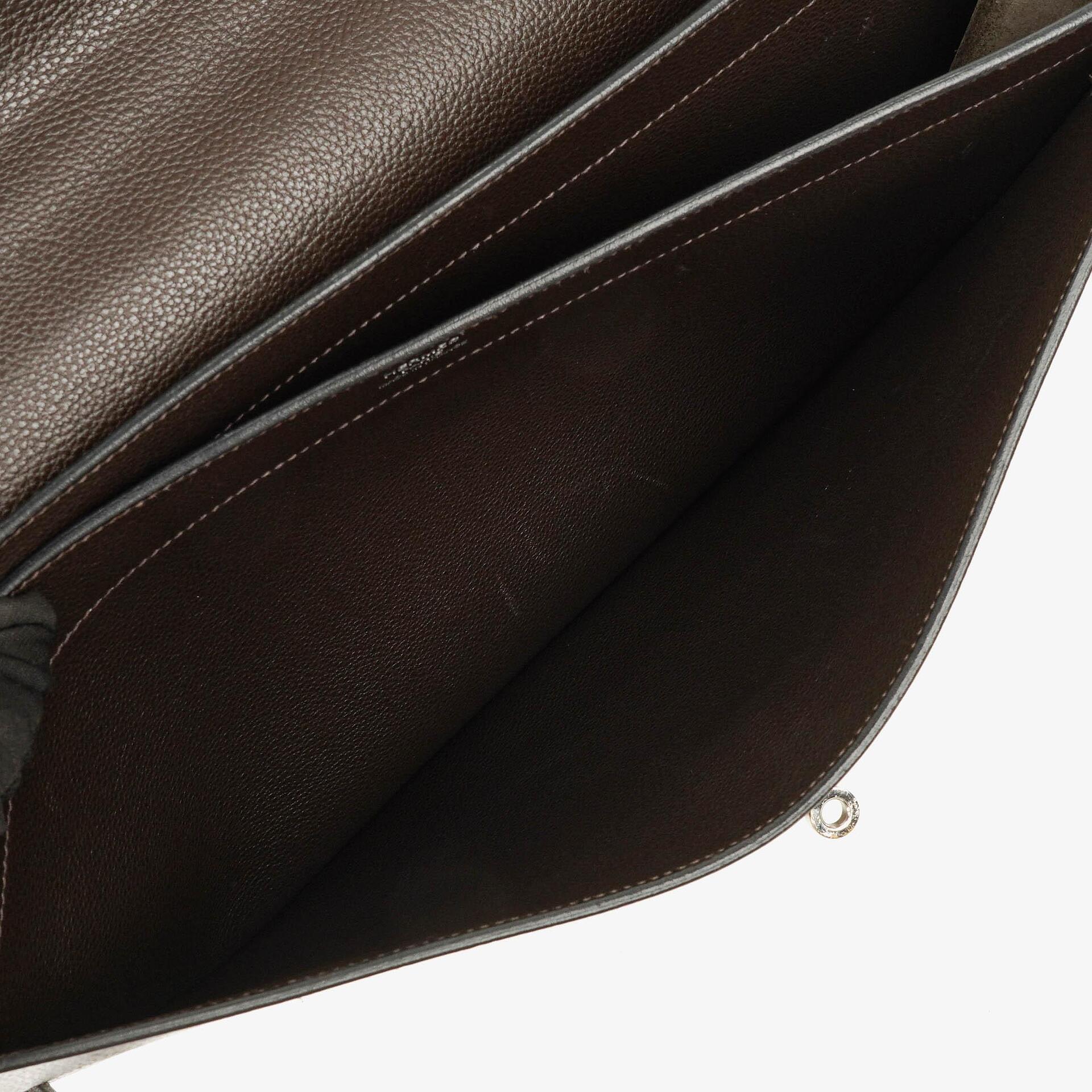 Hermes Kelly Depeches 38 Macassar Epsom Leder Mit Palladium Beschlägen