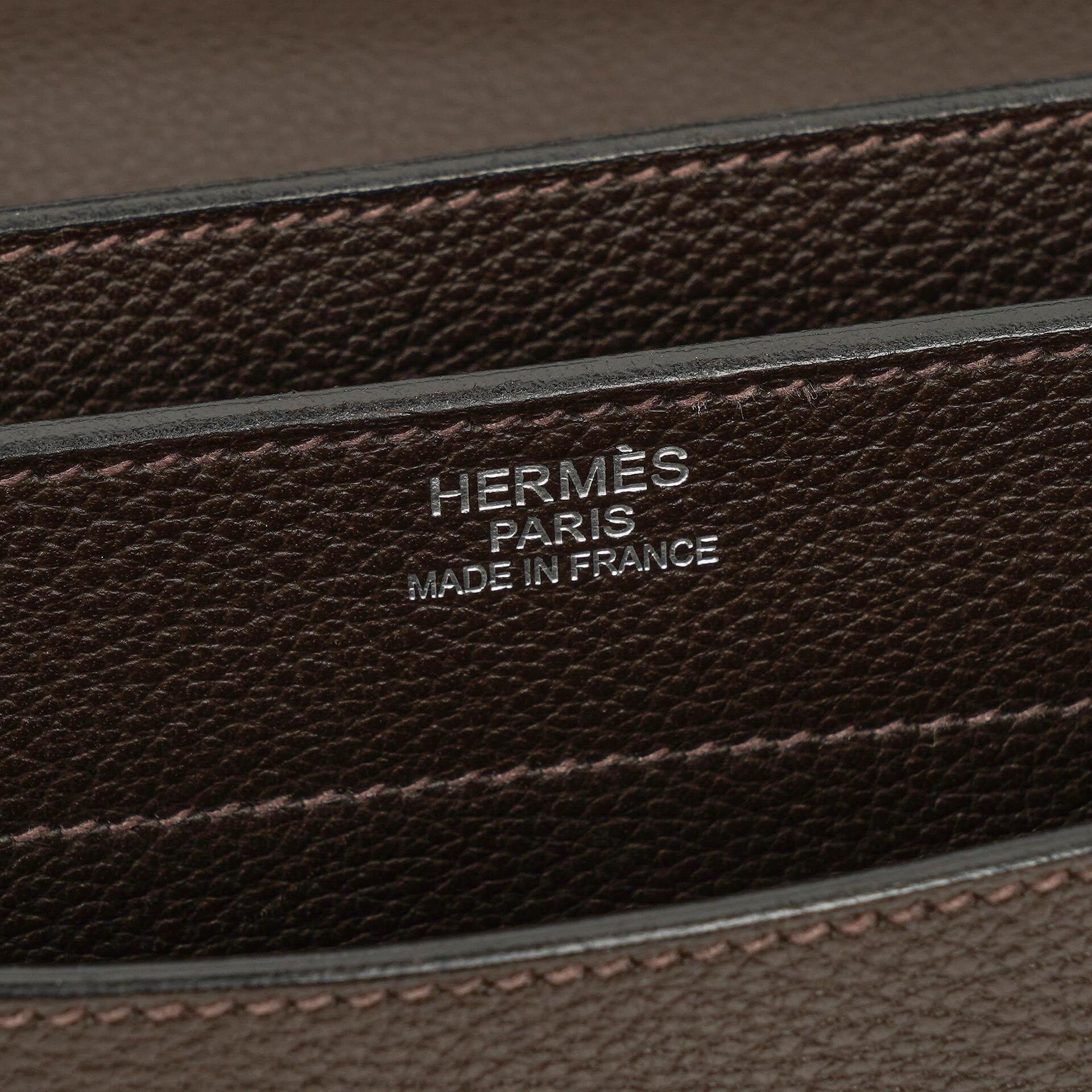 Hermes Kelly Depeches 38 Macassar Epsom Leder Mit Palladium Beschlägen
