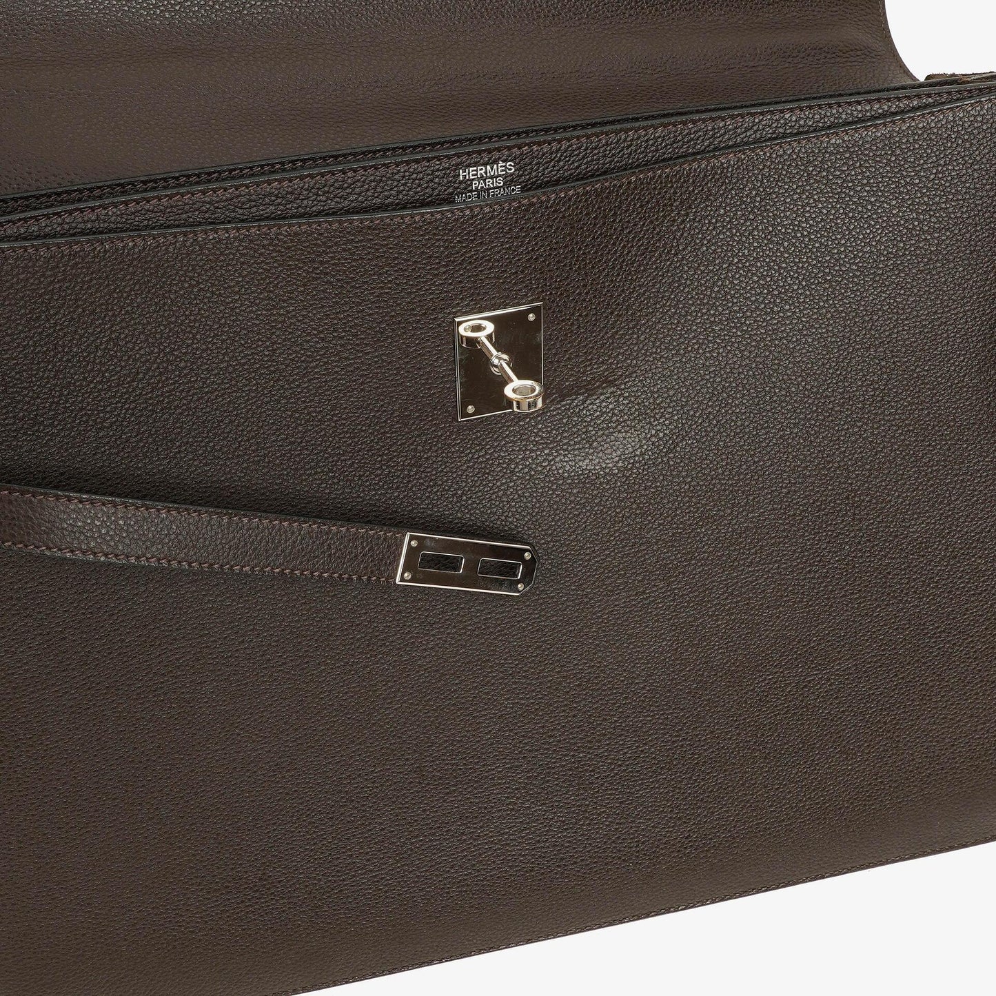 Hermes Kelly Depeches 38 Macassar Epsom Leder Mit Palladium Beschlägen