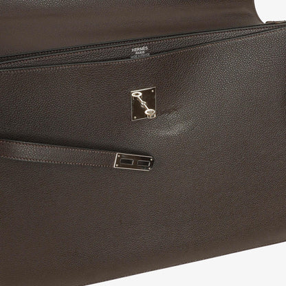 Hermes Kelly Depeches 38 Macassar Epsom Leder Mit Palladium Beschlägen