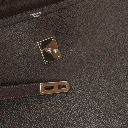 Hermes Kelly Depeches 38 Macassar Epsom Leder Mit Palladium Beschlägen