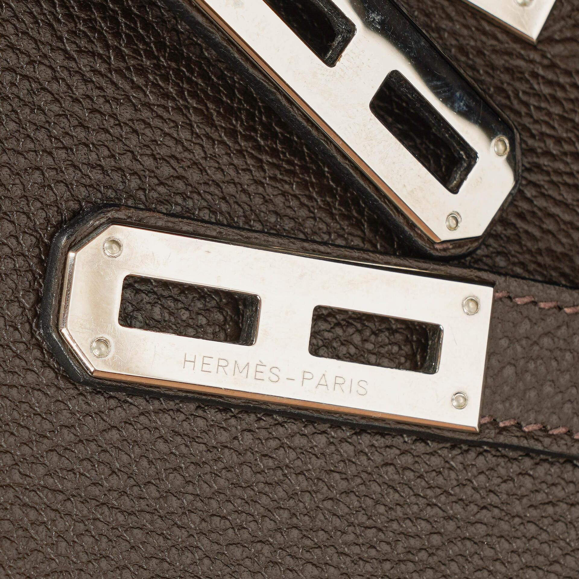 Hermes Kelly Depeches 38 Macassar Epsom Leder Mit Palladium Beschlägen