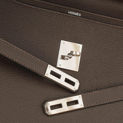 Hermes Kelly Depeches 38 Macassar Epsom Leder Mit Palladium Beschlägen