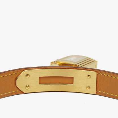 Hermès Kelly vergoldete Uhr mit Leder