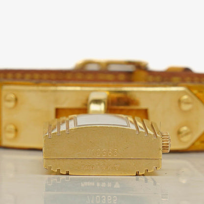 Hermès Kelly vergoldete Uhr mit Leder