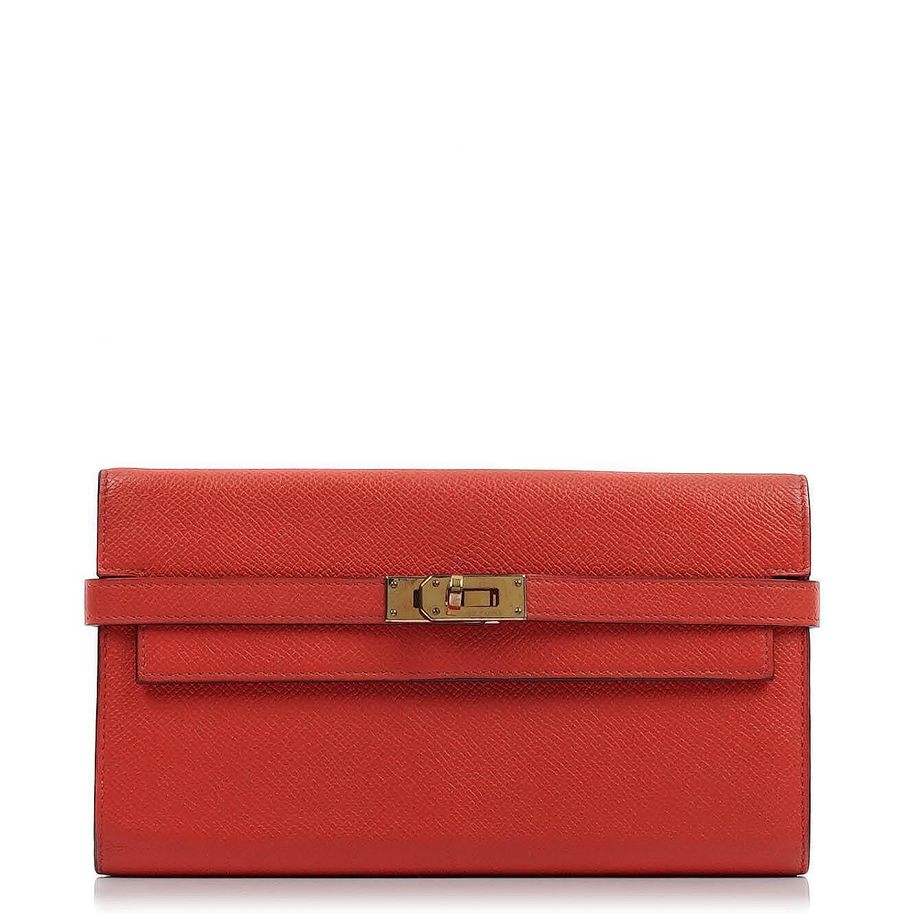 Hermès Kelly Longue Geldbörse aus Rose Jaipur Epsom Leder