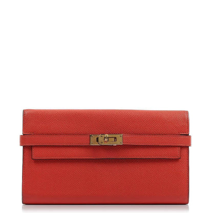 Hermès Kelly Longue Geldbörse aus Rose Jaipur Epsom Leder