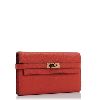 Hermès Kelly Longue Geldbörse aus Rose Jaipur Epsom Leder