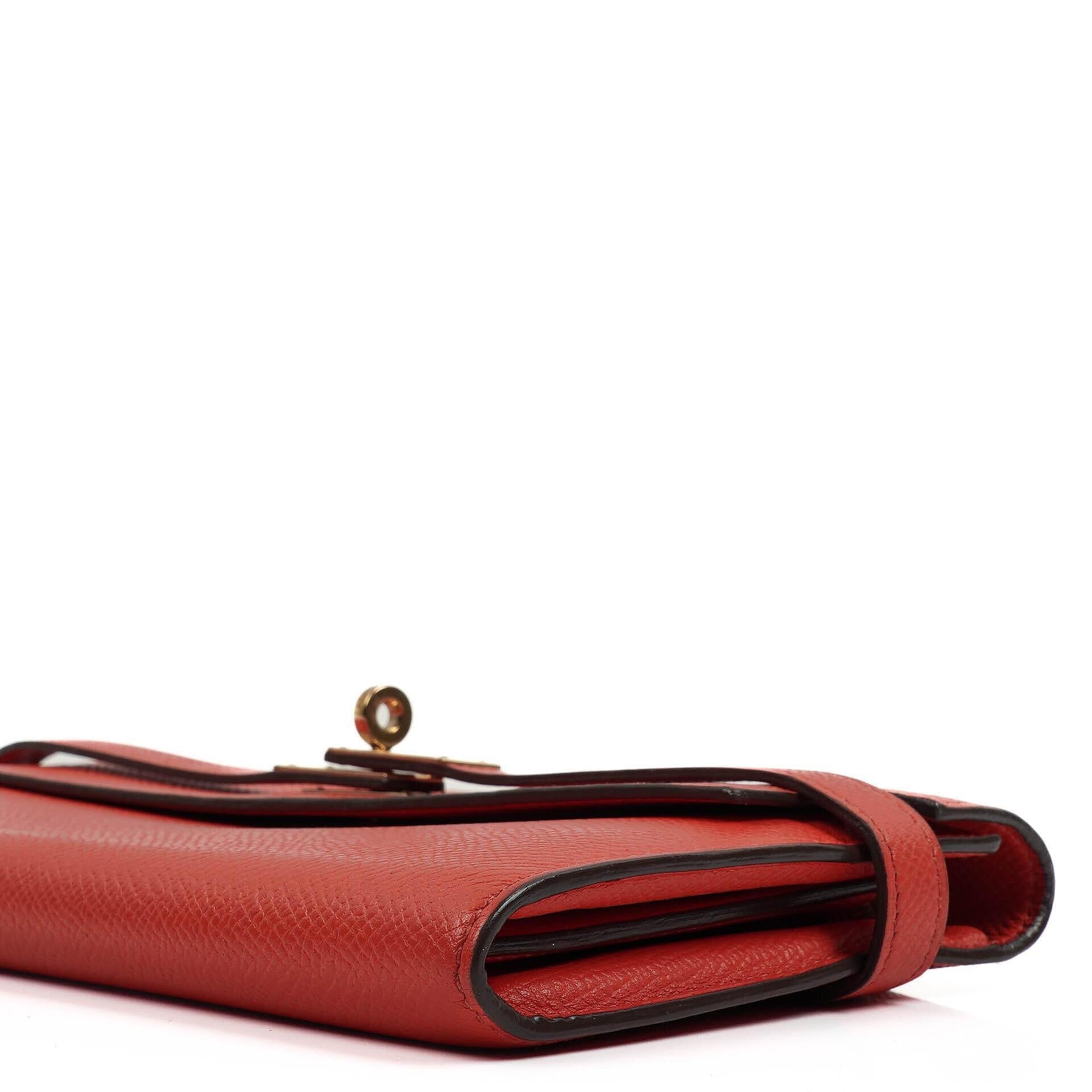 Hermès Kelly Longue Geldbörse aus Rose Jaipur Epsom Leder
