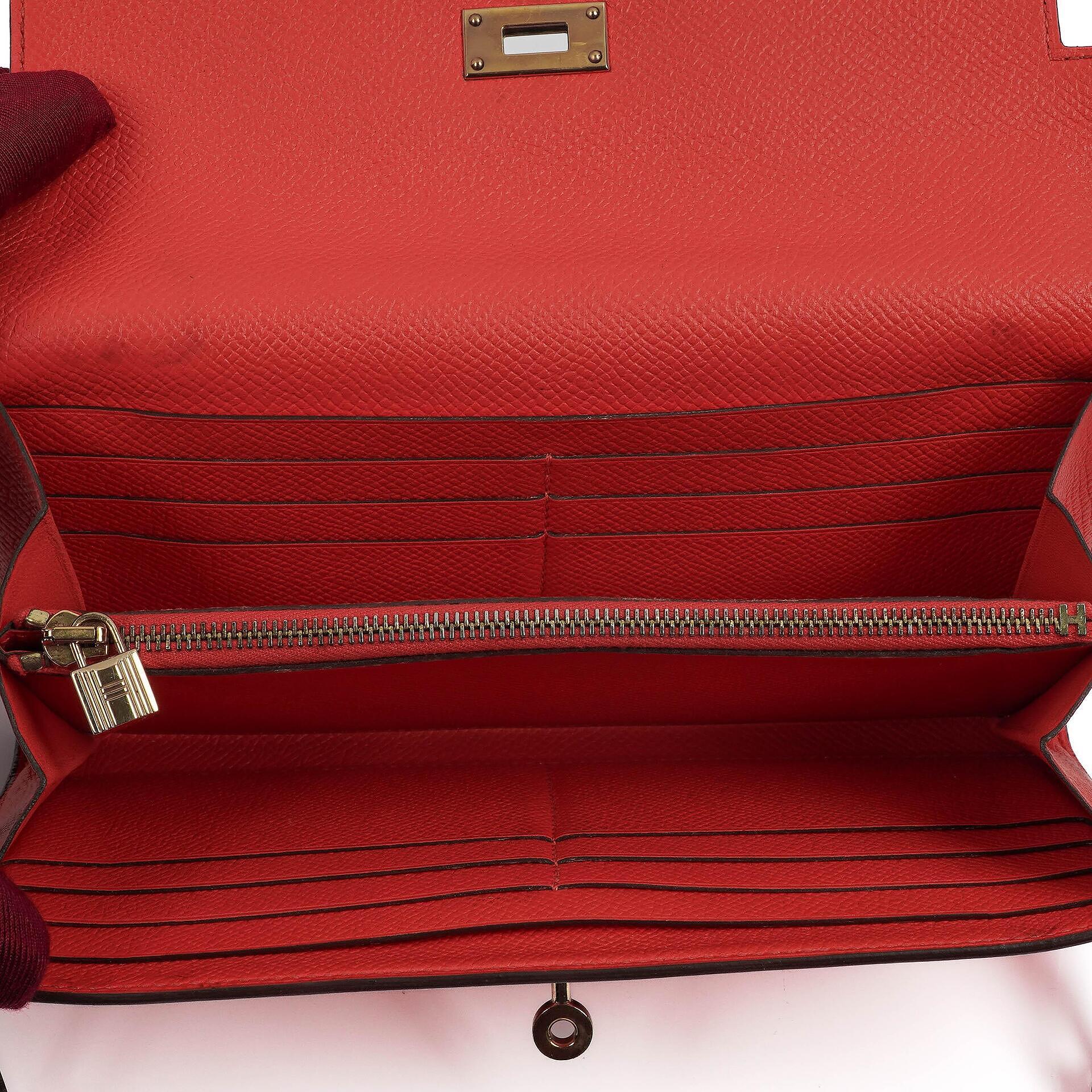Hermès Kelly Longue Geldbörse aus Rose Jaipur Epsom Leder