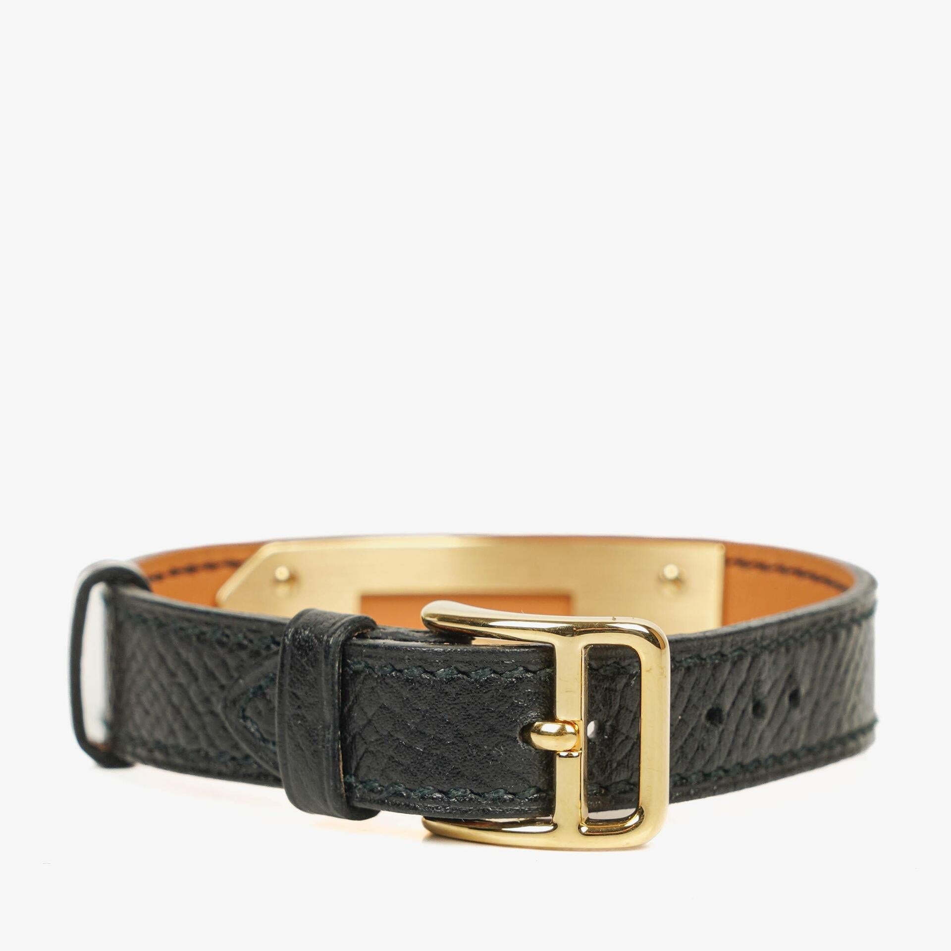 Hermès Kelly Noir Uhr aus Courchevel Leder mit Vergoldung