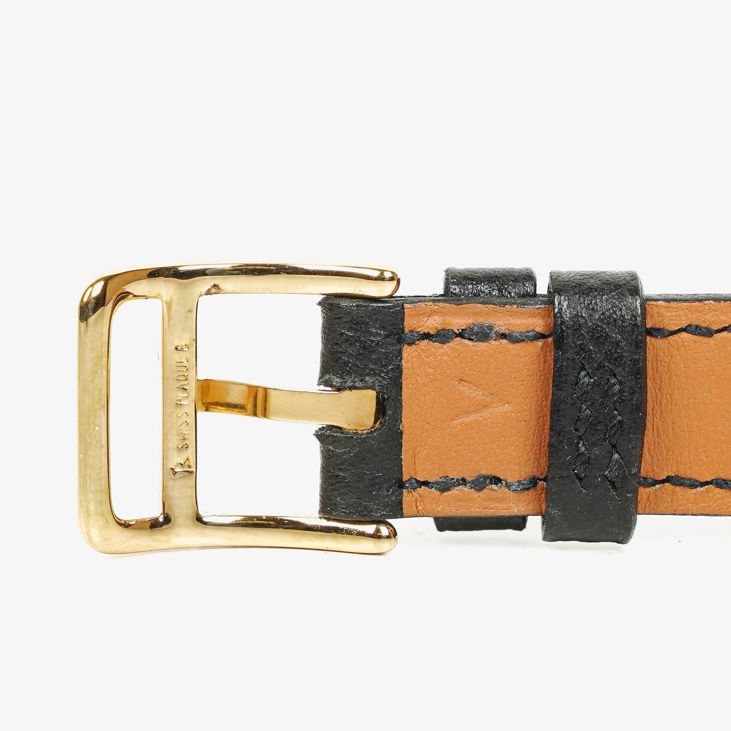Hermès Kelly Noir Uhr aus Courchevel Leder mit Vergoldung