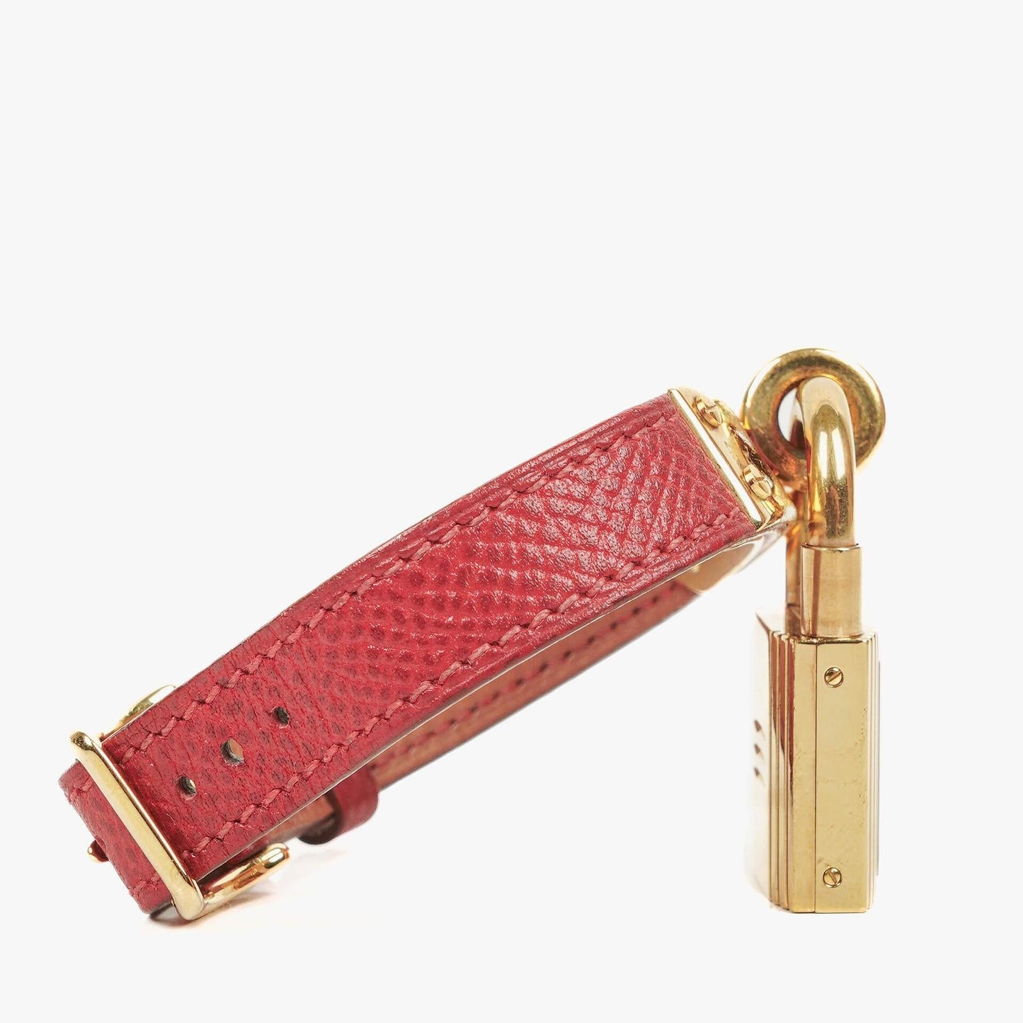 Hermès Kelly Uhr aus Rouge Courchevel Leder, vergoldet