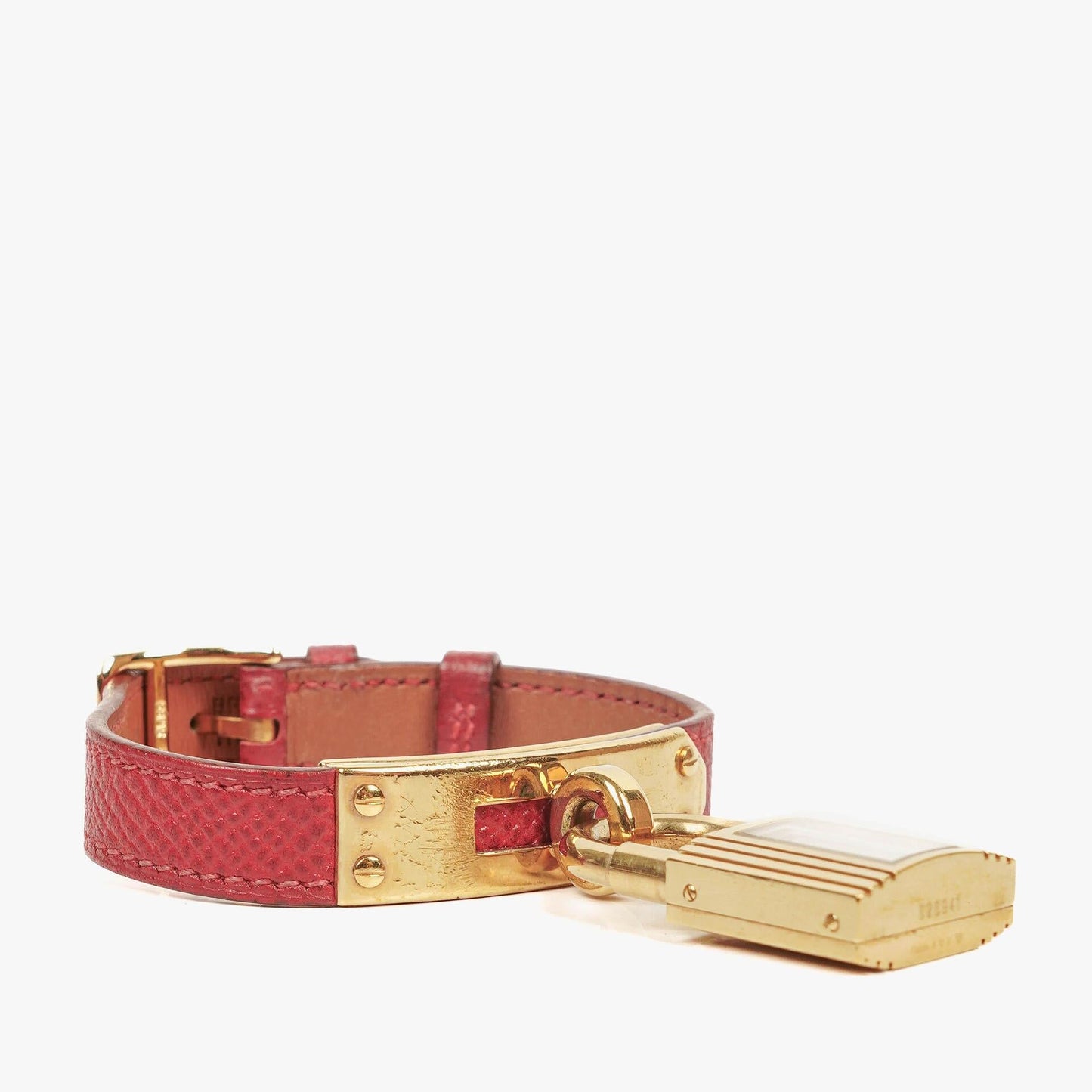 Hermès Kelly Uhr aus Rouge Courchevel Leder, vergoldet