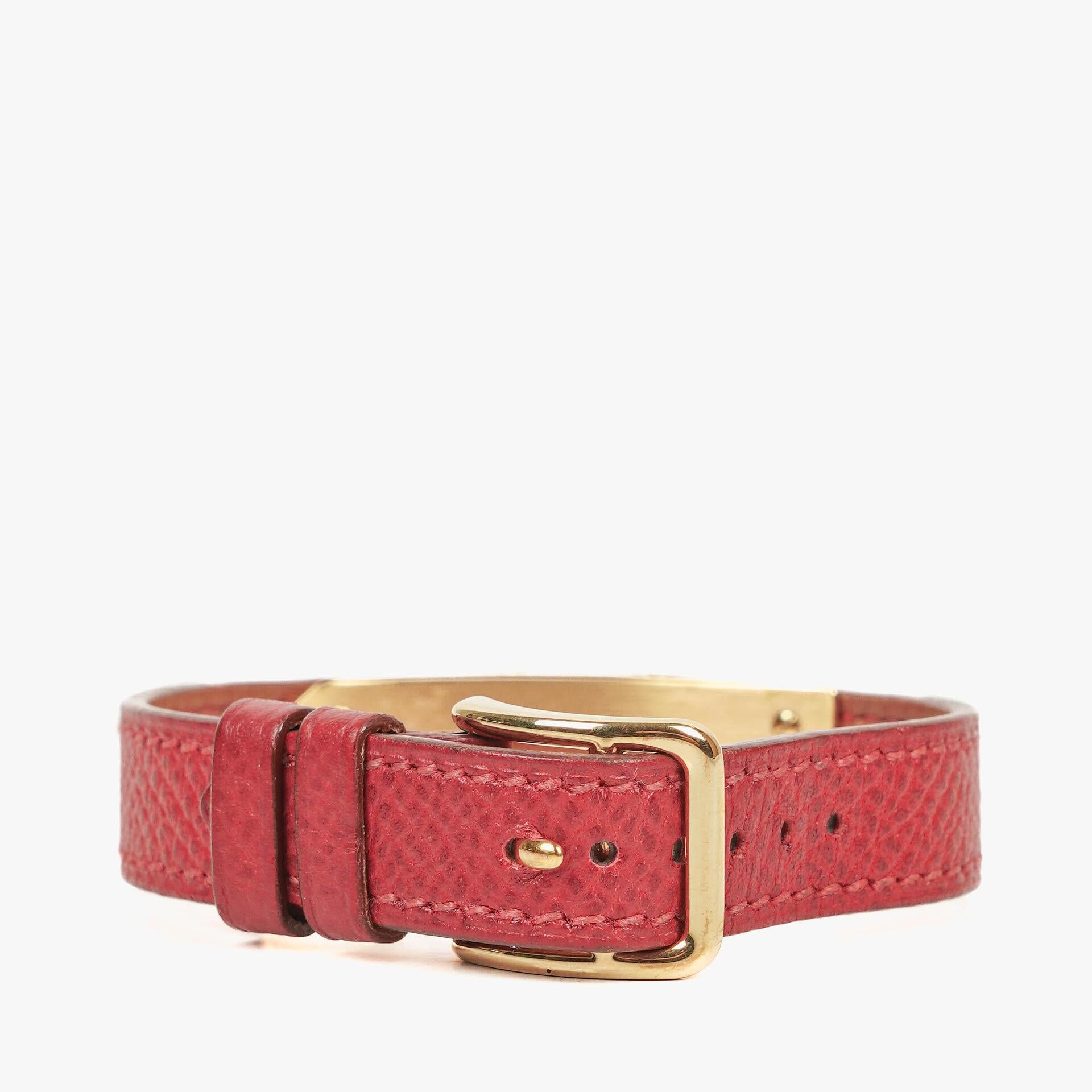 Hermès Kelly Uhr aus Rouge Courchevel Leder, vergoldet