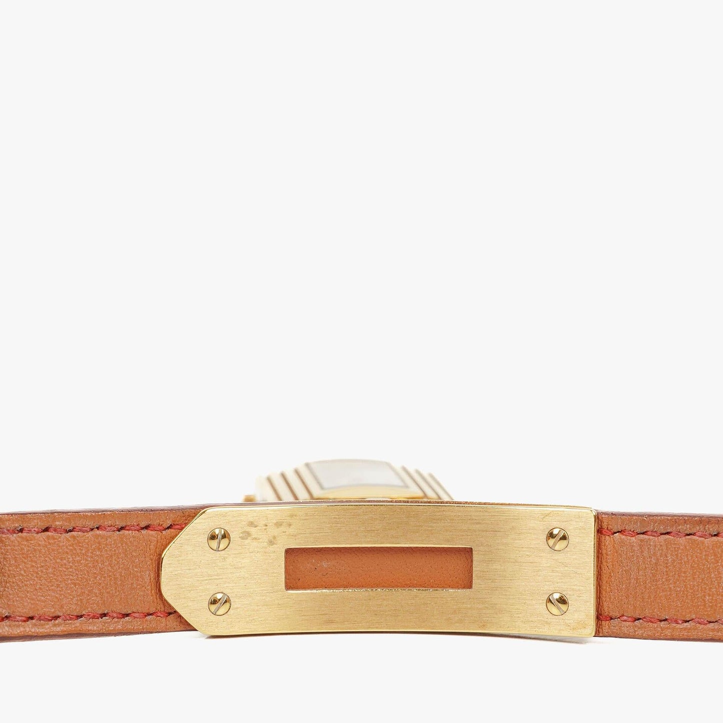Hermès Kelly Uhr aus Rouge Courchevel Leder, vergoldet