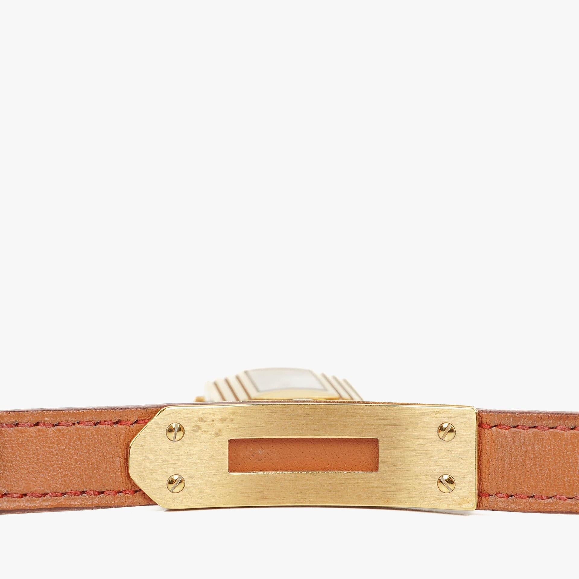 Hermès Kelly Uhr aus Rouge Courchevel Leder, vergoldet