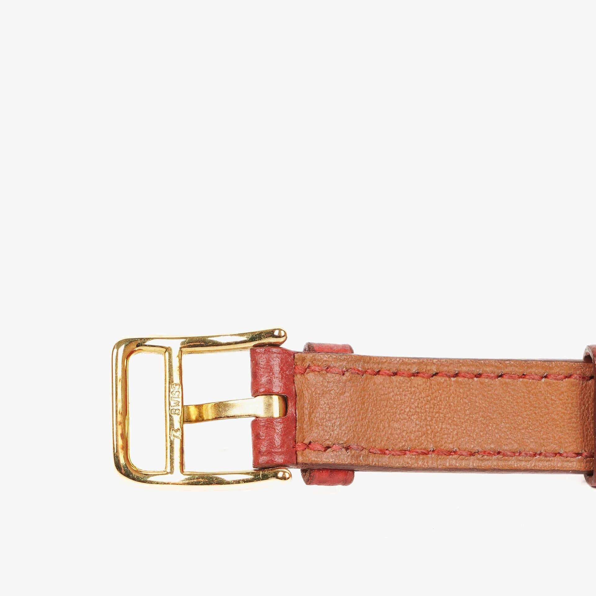Hermès Kelly Uhr aus Rouge Courchevel Leder, vergoldet