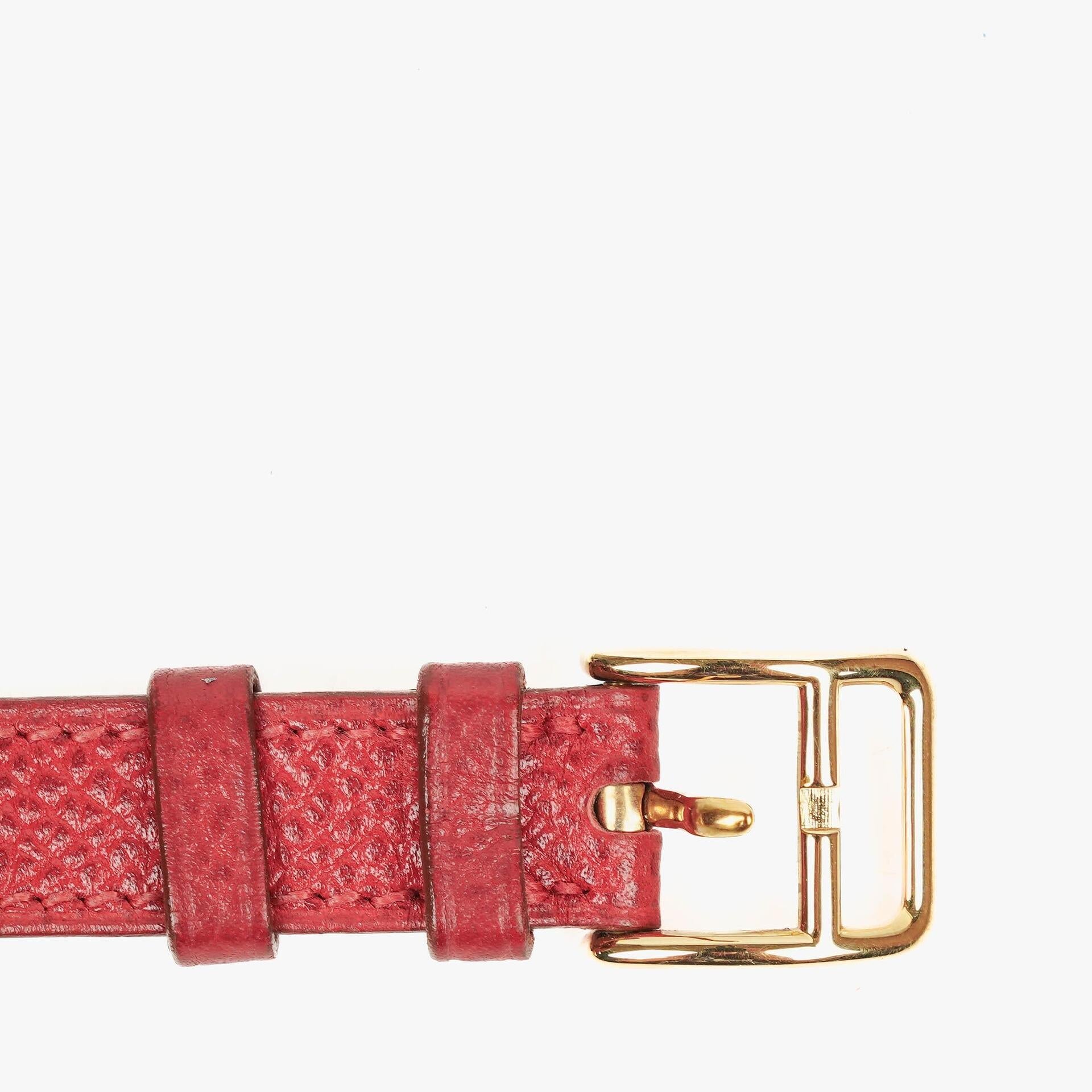 Hermès Kelly Uhr aus Rouge Courchevel Leder, vergoldet