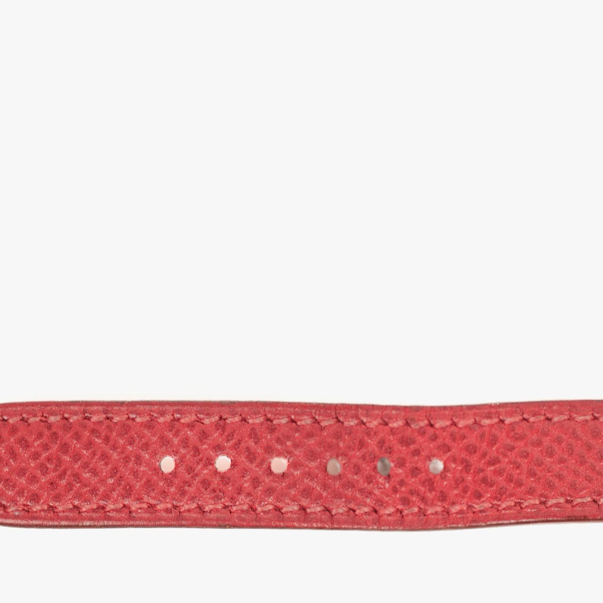 Hermès Kelly Uhr aus Rouge Courchevel Leder, vergoldet