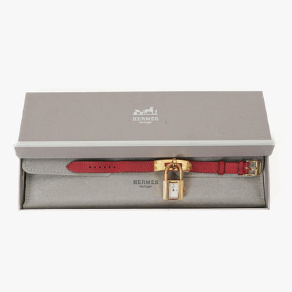 Hermès Kelly Uhr aus Rouge Courchevel Leder, vergoldet