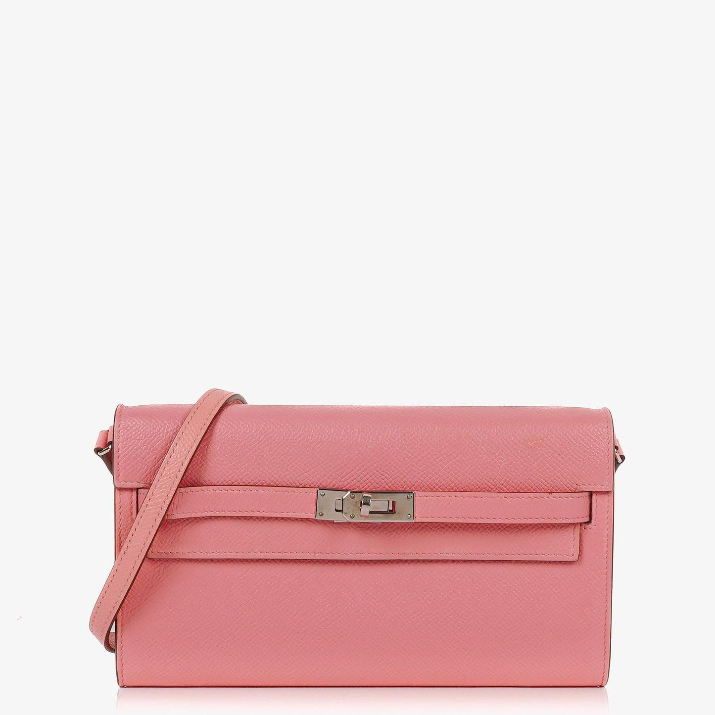 Hermès Kelly To Go Geldbörse aus Epsom in Rose Confetti mit Palladium-Beschlägen